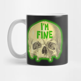 I'm fine skull mental health awareness green Mug